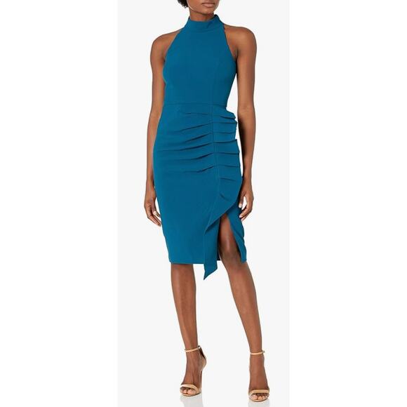 Eliza J Women's Sleeveless Halter Sheath Dress with Ruffle Skirt Size 16 - Picture 1 of 2